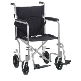 Drive Medical Silver Flyweight 19 Lightweight Aluminum Transport Wheelchair