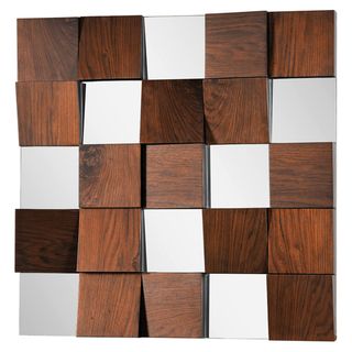 Walnut Veneer Panels Square Mirror