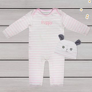 personalised girls striped footless sleepsuit by my 1st years