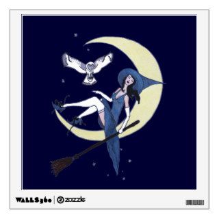owl and the Witch on Moon Wall Sticker