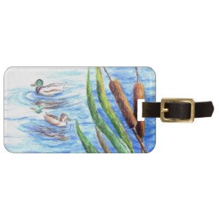 Mallards and Cattails   Watercolor Pencil Luggage Tags