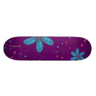 Girly Tribal Tattoo Flowers and Heart Vines Design Skate Board Deck