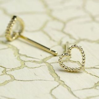 gold heart outline earrings by lisa angel