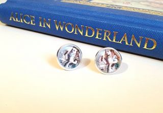 alice in wonderland earrings by literary emporium