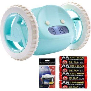 Clocky The Mobile Alarm Clock on Wheels (Aqua Color)  Electronic Travel Clocks  