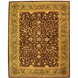 Handmade Antiquities Mahal Brown/ Blue Wool Rug (83 X 11)