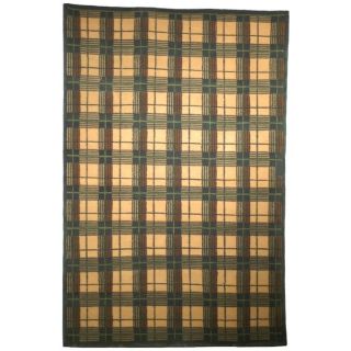 Transitional Hand knotted Lexington Beige Plaid Wool Rug (76 X 96)