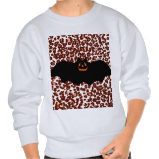 Bat On Leopard Spot Background Pullover Sweatshirt
