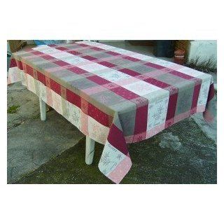 jojo la cigale   Jacquard Tablecloth CADOLIVE With TEFLON Finishing Rectangle 160x300cm Burgundy & Mole  