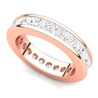 18k Rose Gold Channel set Diamond Eternity Band Ring (G H/VS, 4 ct.) Jewelry
