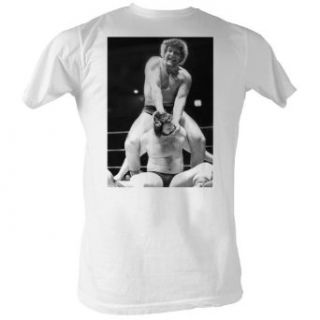 Andre the Giant   Black & White Men's Wrestling T Shirt, (White, 2XL) Clothing