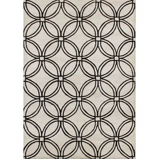 Handmade Metro Circles Black Wool Rug (9 X 12)