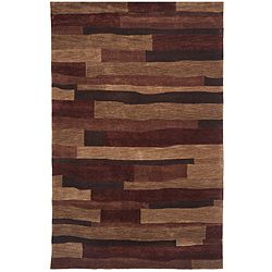 Dynasty Traditional Hand tufted Black/brown Rug (79x109)