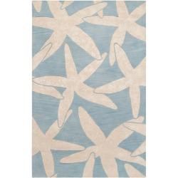 Somerset Bay Hand tufted Bacelot Bay Blue Beach Inspired Wool Rug (33 X 53)
