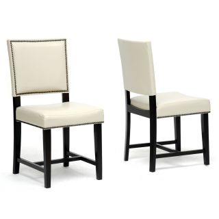 Baxton Studio Nottingham Cream Faux Leather Modern Dining Chairs (set Of 2)