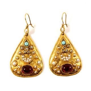 ottoman gold, pearl and gemstone earrings by lemonlu london