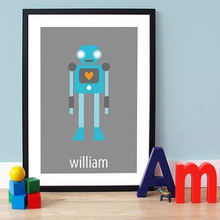 personalised 'robot with a heart' poster by a piece of ltd