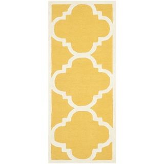 Safavieh Handmade Moroccan Cambridge Gold/ Ivory Wool Rug (2'6 x 6') Safavieh Runner Rugs