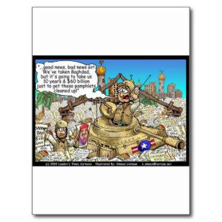 "Useless Pamplets" Iraq War Cartoon Gifts & Tees Postcard