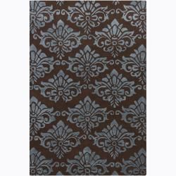 Hand tufted Mandara Floral Brown Wool Area Rug (79x 106)
