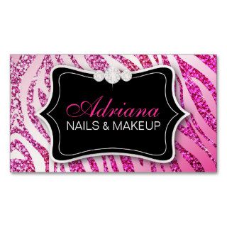 311 Zebra Glitter Pink Business Card Templates