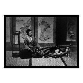 Japanese Mother with Her Sleeping Baby 1909 Posters