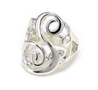 Silvertone Initial Letter S Stretch Ring Jewelry