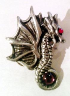 Metal Pewter Lapel Pin   Seahorse Dragon w/ Large Wings Clothing
