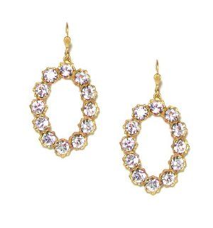 Catherine Popesco 14K Gold Plated Oval Dangle Earrings with Crystal Clear Swarovski Crystals Jewelry