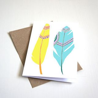 blank greeting card, feathers by alice rebecca potter