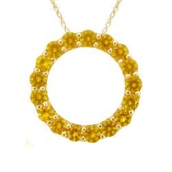10k Gold November Birthstone Small Prong set Citrine Circle Necklace Gemstone Necklaces