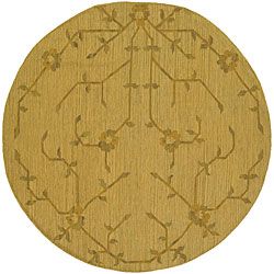 Handwoven Mandara Flatweave Gold Oriental Wool Rug (79 Round)