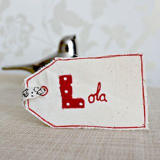 personalised hand sewn gift tag by mr teacup