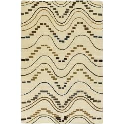 Hand knotted Contemporary Mandara New Zealand Wool Rug (79 X 106)