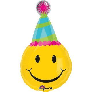 Smiley Face Party Hat Happy Birthday 18" Mylar Foil Balloon Toys & Games