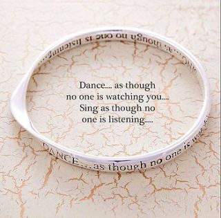 dance and sing silver plated message bangle by lovethelinks