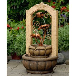 Brass Metal Flowers Outdoor/ Indoor Water Fountain Outdoor Fountains