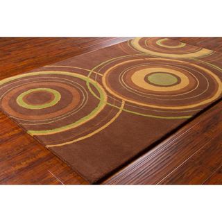 Modern Allie Handmade Geometric Brown Wool Rug (5 X 76)