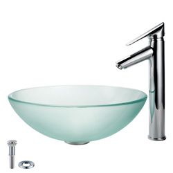 Kraus Bathroom Combo Setfrosted Glass Vessel Sink And Decus Faucet