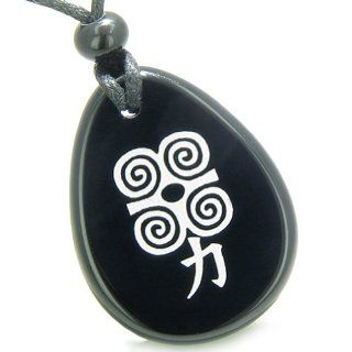 Amulet Supernatural Energy Power Magic Kanji Spiritual Control Black Onyx Wish Totem Gemstone Pendant Necklace Best Amulets Jewelry