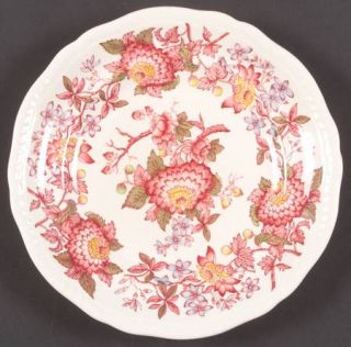Spode Aster Red (Gadroon) Salad Plate, Fine China Dinnerware   Gadroon Shape, Re