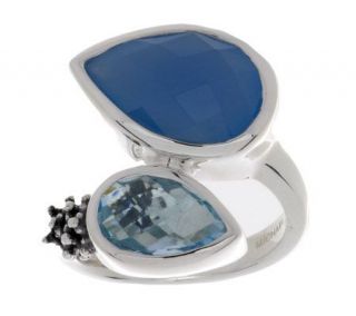 Michael Dawkins Sterling Blue Chalcedony & Blue Topaz Bypass Ring —