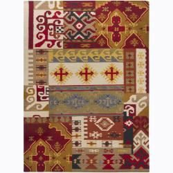 Handmade Flat weave Multicolored Mandara Rug (5 X 7)