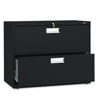 Hon 600 Series 36 inch Wide Two drawer Black Lateral File Cabinet