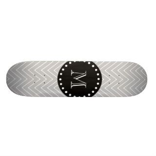 Gray & Black Modern Chevron Custom Monogram Skate Board Decks