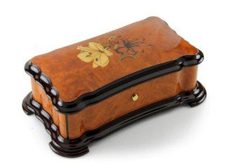 Gorgeous Lilies Hand Inlay 3 Part 72 Note Reuge Music Box   "Hera" Jewelry Boxes Jewelry