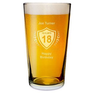 personalised etched beer glass by the letteroom