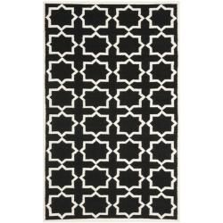 Moroccan Dhurrie Transitional Black/ivory Wool Rug (9 X 12)