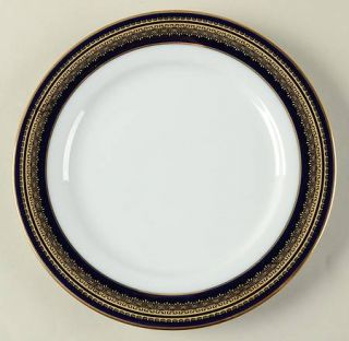 Noritake Vienna Salad Plate, Fine China Dinnerware   Blue Band, Gold Decor