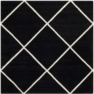 Handmade Moroccan Black Diamond Pattern Wool Rug (7 Square)